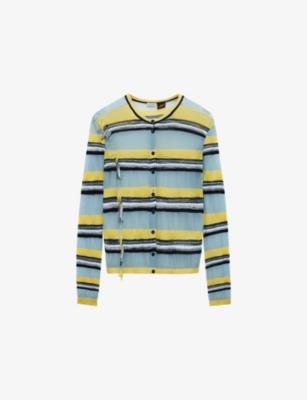 Loewe x Paula's Ibiza Stripe Frayed-Trim Knit Cardigan by LOEWE