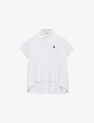 Logo-Embroidered Dipped-Hem Cotton-Blend Polo Shirt by LOEWE