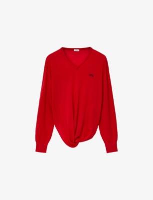 Logo-Embroidered Twisted-Side Wool Jumper by LOEWE