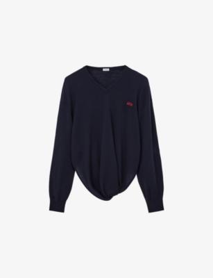 Logo-Embroidered Twisted-Side Wool Jumper by LOEWE