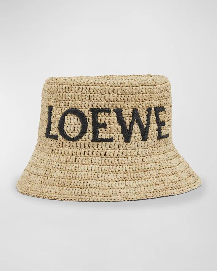 Logo Woven Raffia Bucket Hat by LOEWE