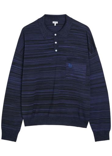 Logo-embroidered striped wool polo by LOEWE