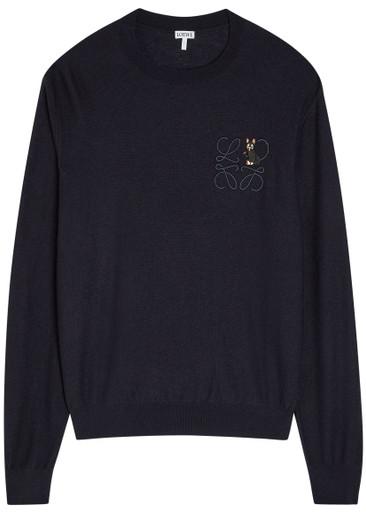 Logo-embroidered wool-blend jumper by LOEWE