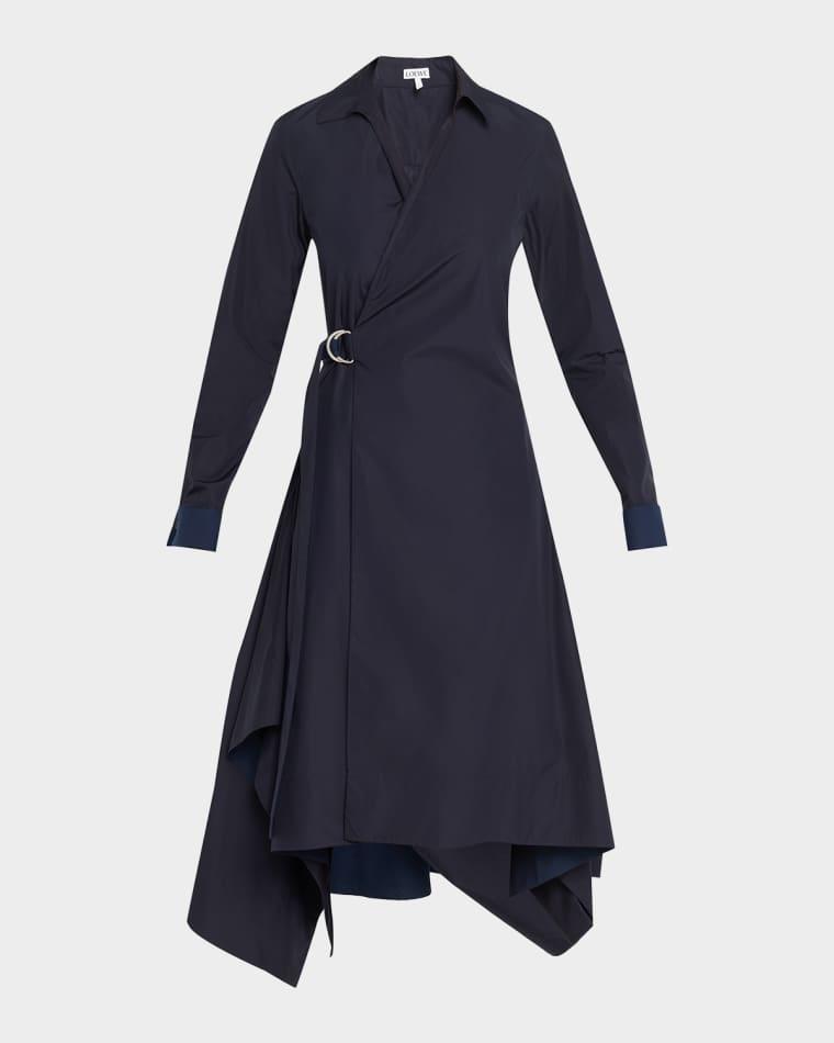 Long-Sleeve Handkerchief Midi Wrap Shirtdress by LOEWE