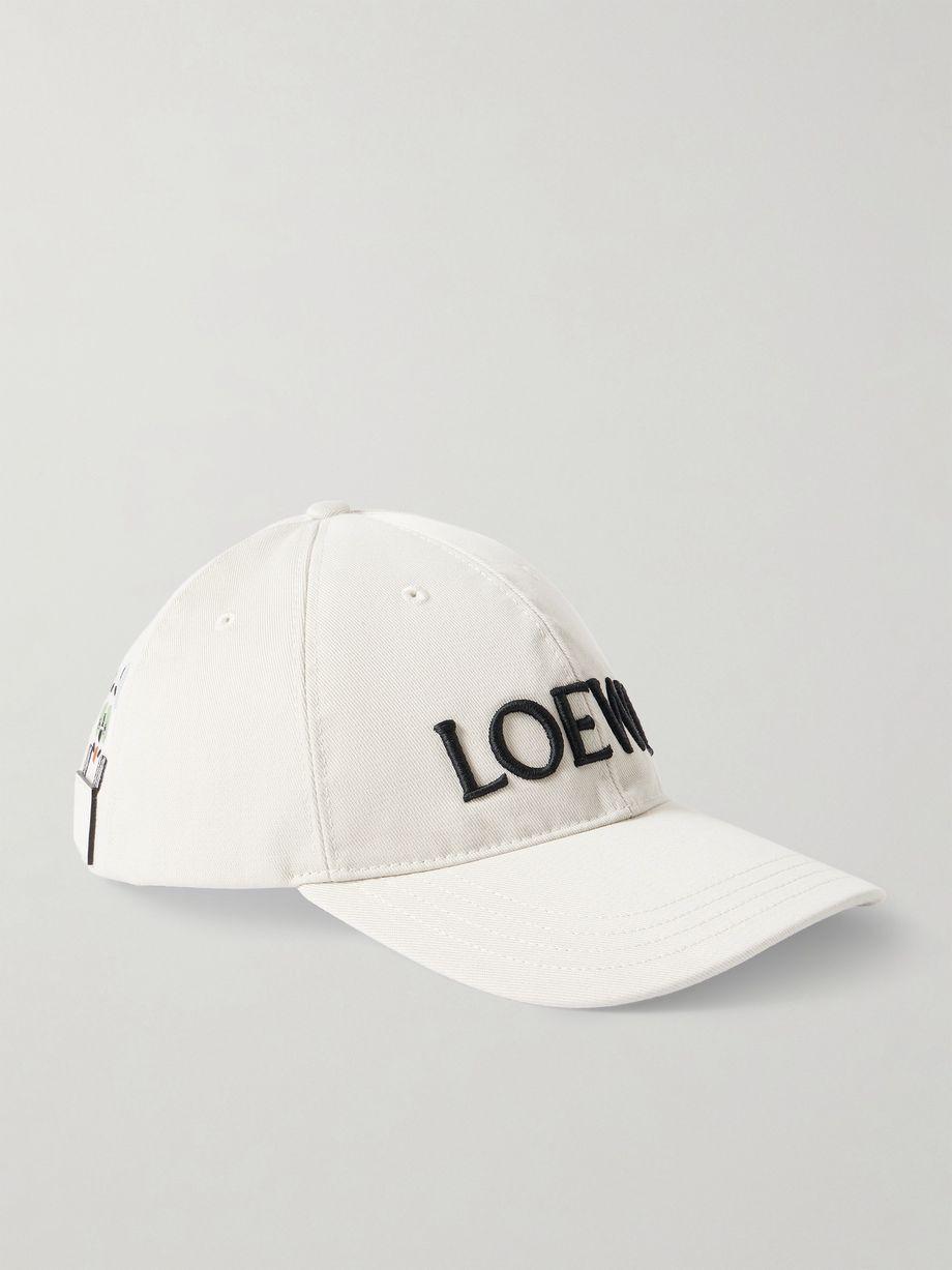 + Louis Wain leather-trimmed embroidered cotton-canvas baseball cap by LOEWE