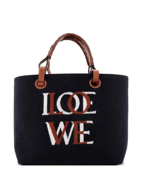 Love Anagram Wool and Leather Small tote bag by LOEWE 