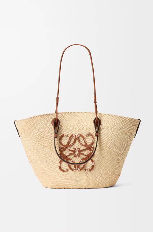 Medium Anagram Basket bag in iraca palm and calfskin by LOEWE