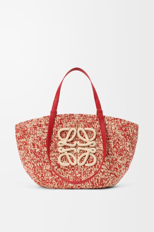 Medium Eclipse basket in raffia and calfskin by LOEWE