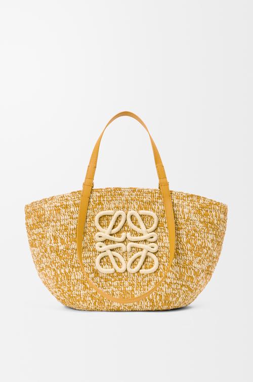 Medium Eclipse basket in raffia and calfskin by LOEWE