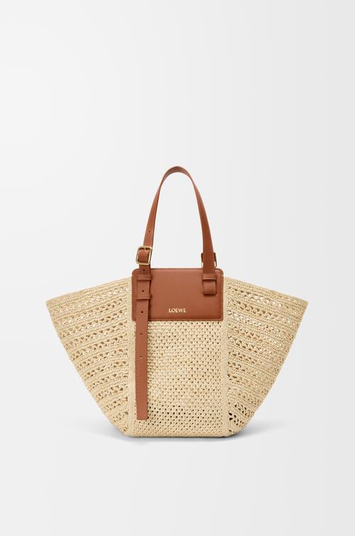 Medium Hammock cabas in raffia and calfskin by LOEWE