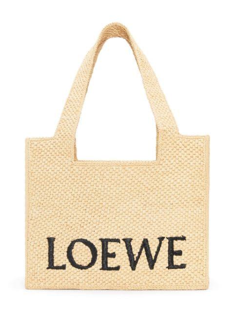 Medium LOEWE Font Tote in raffia by LOEWE