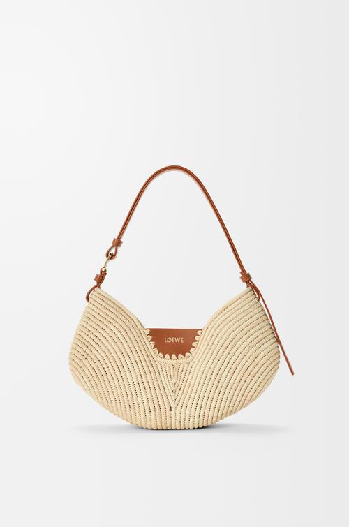 Medium Loewe Swing bag in raffia and calfskin by LOEWE