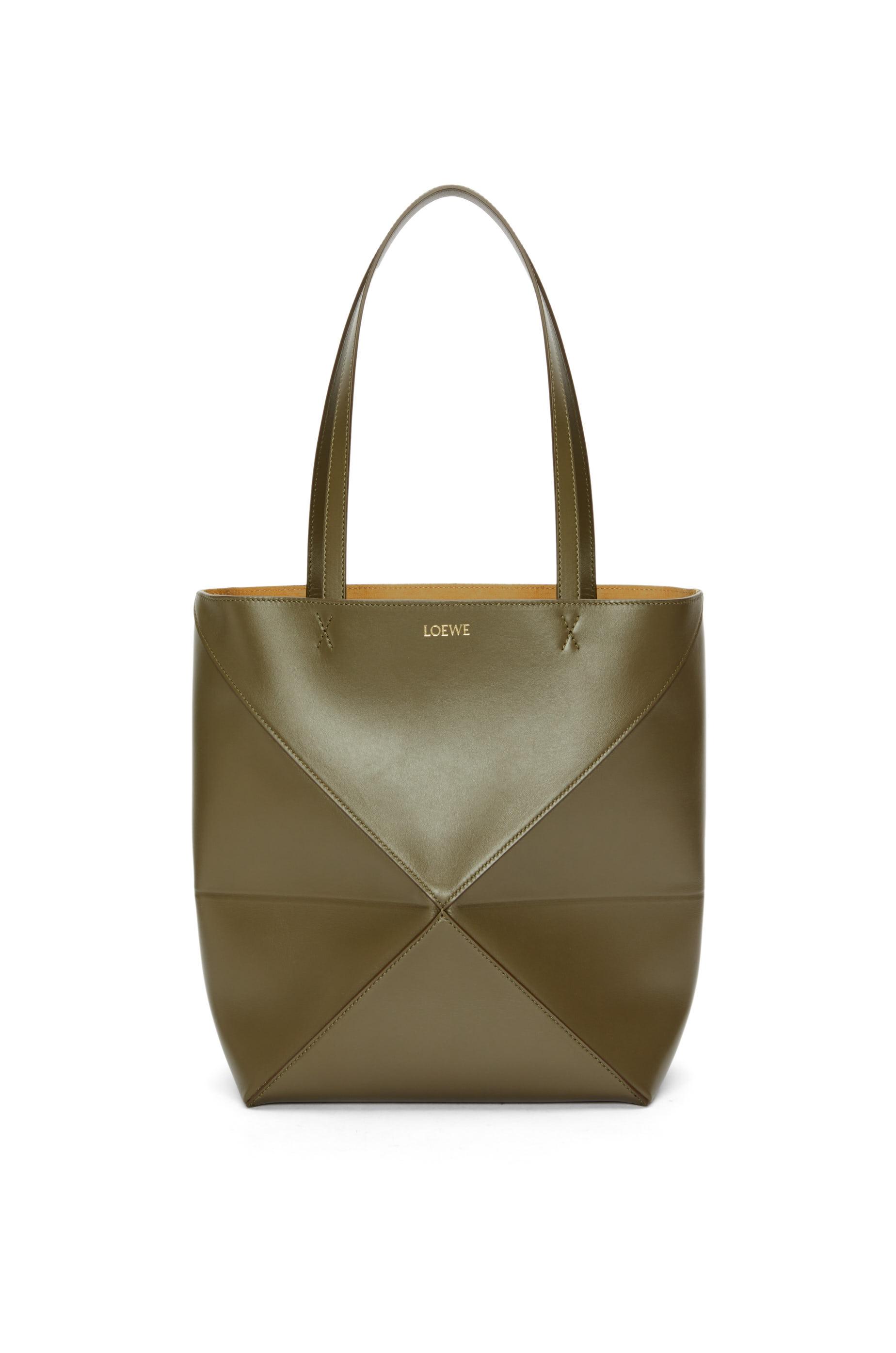 Medium Puzzle Fold tote in shiny calfskin by LOEWE