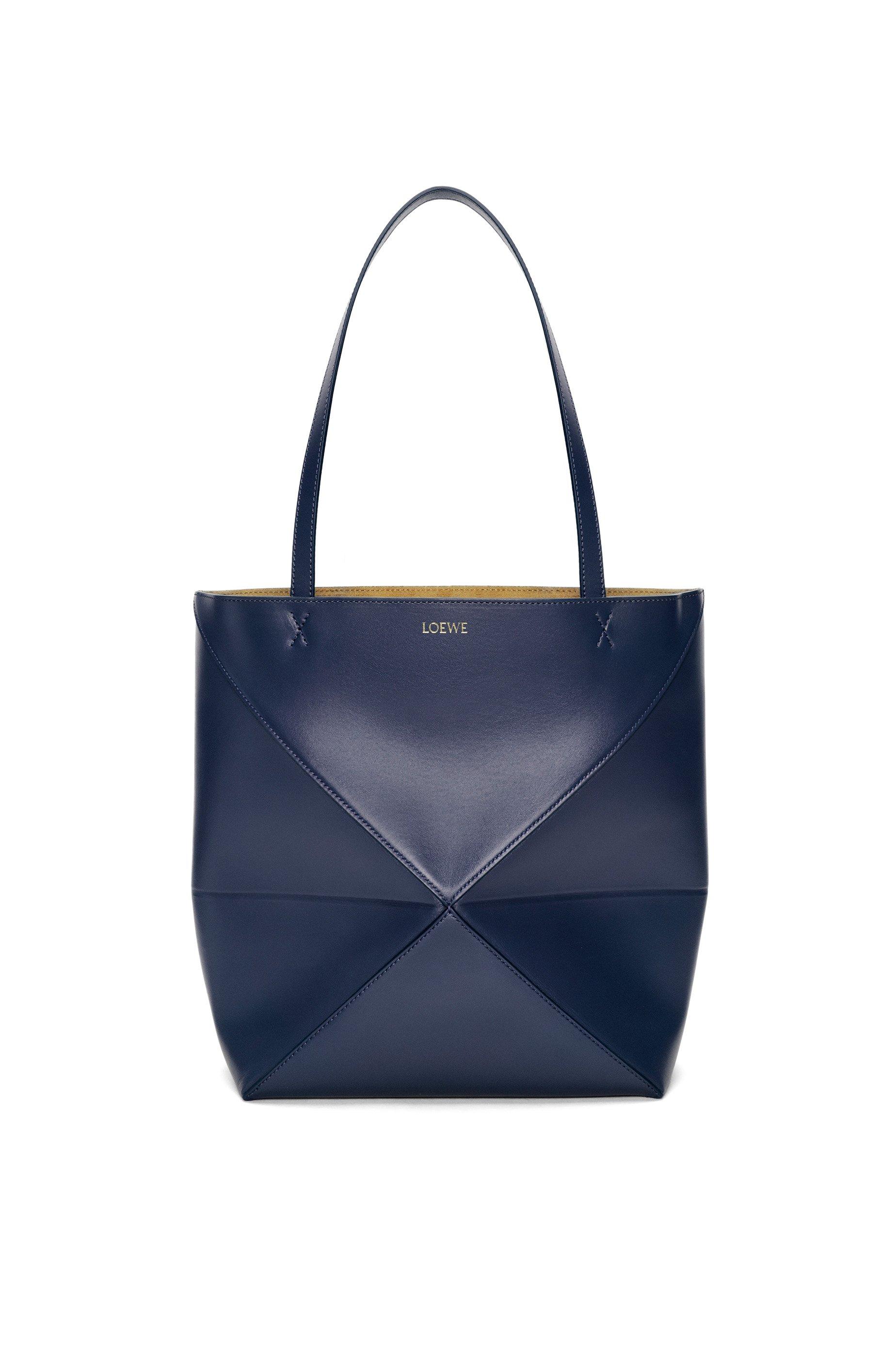 Medium Puzzle Fold tote in shiny calfskin by LOEWE