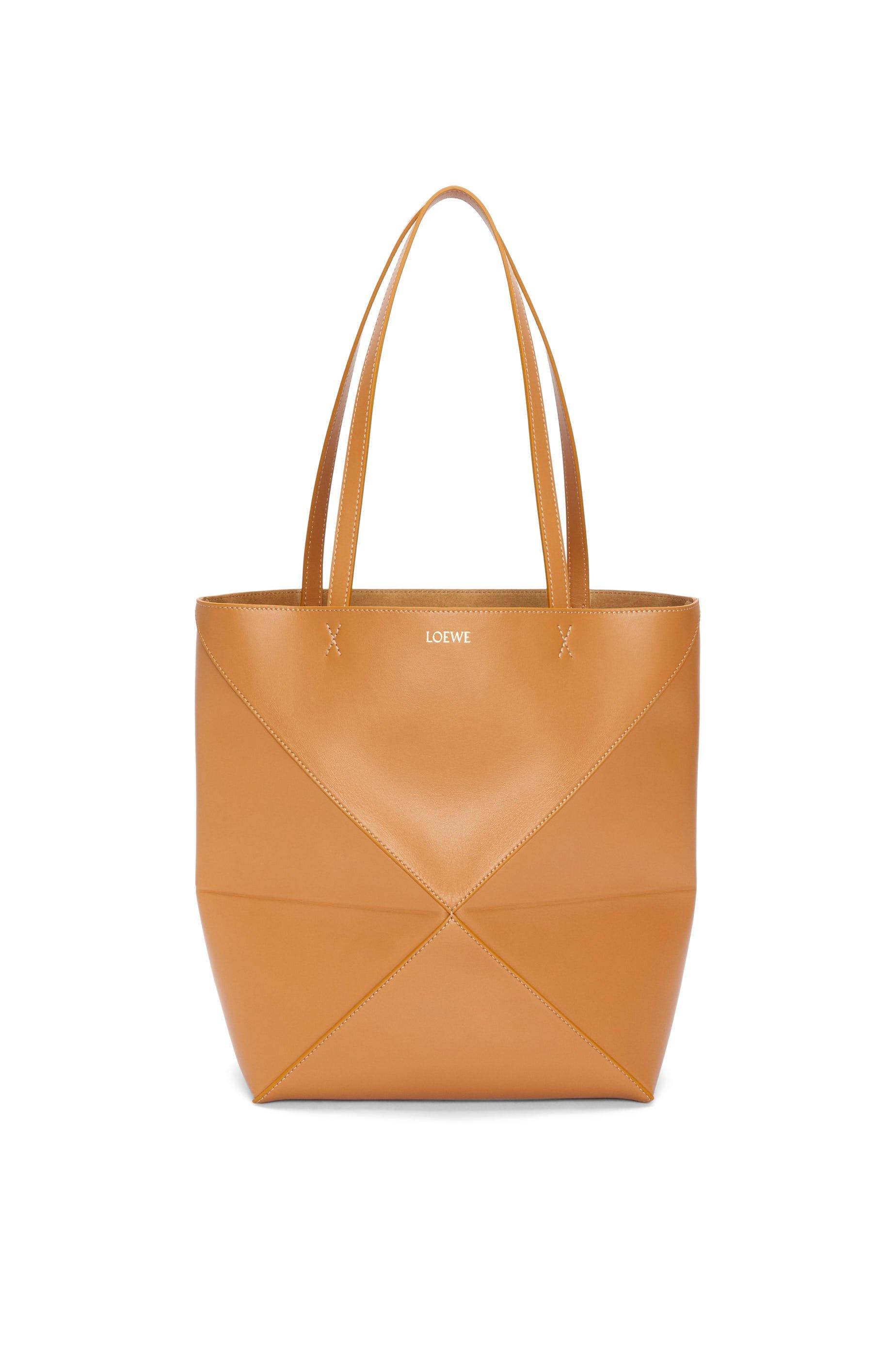 Medium Puzzle Fold tote in shiny calfskin by LOEWE