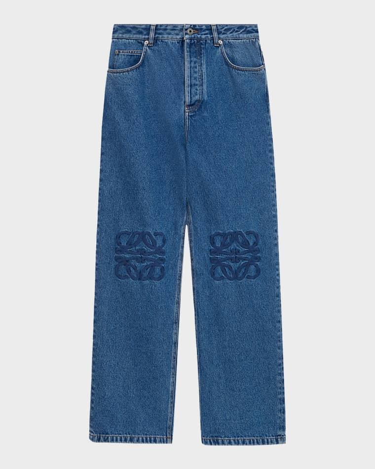 Men's Anagram Denim Baggy-Fit Jeans by LOEWE