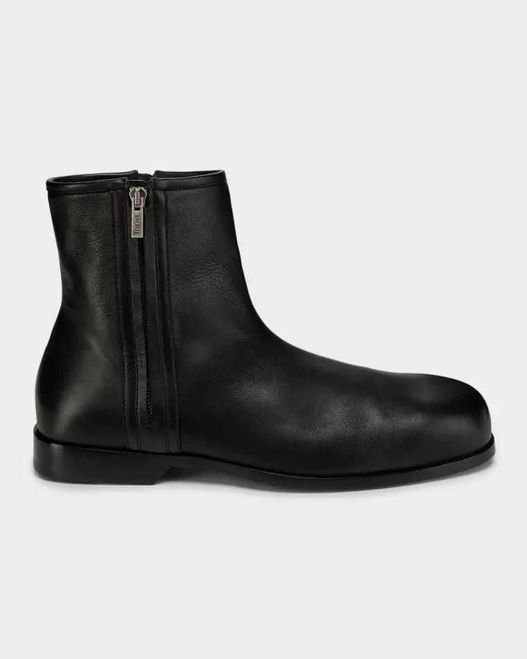 Men's Bobine Leather Side-Zip Ankle Boots by LOEWE