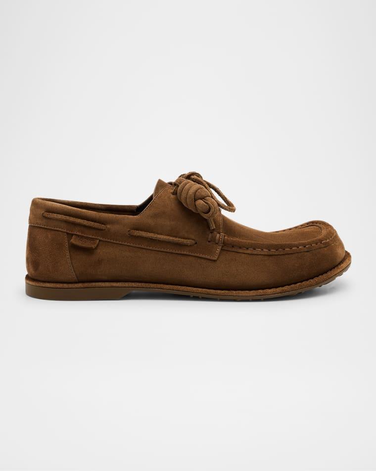 Men's Campo Suede Flamenco-Knot Boat Shoes by LOEWE