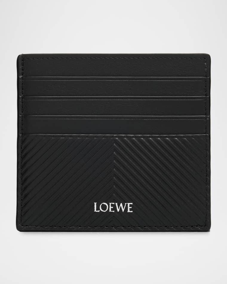 Men's Embossed Leather Open Card Holder by LOEWE