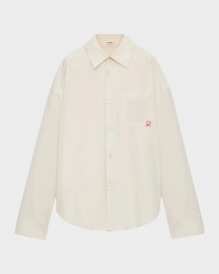 Men's Embroidered Anagram Pocket Button-Down Shirt by LOEWE