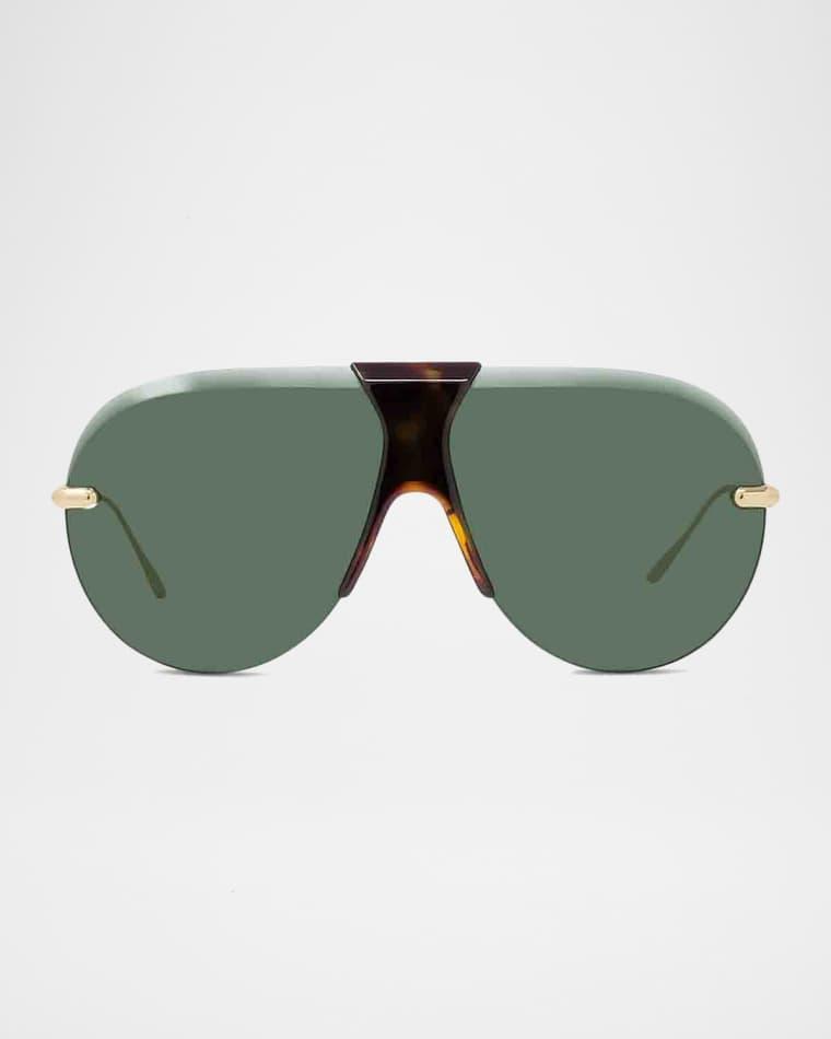 Men's Safari Rimless Metal/Acetate Semi-Shield Sunglasses by LOEWE