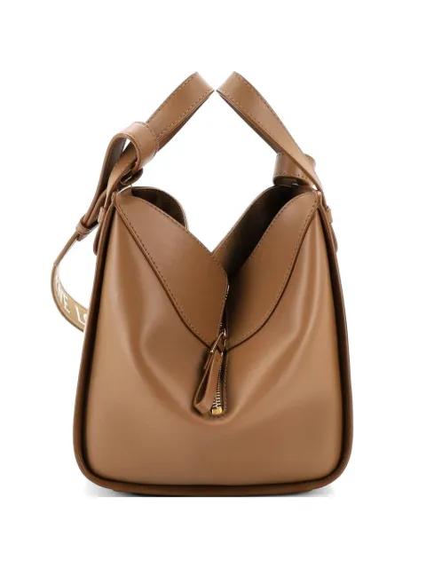 Monochrome Hammock Bag Leather with Logo Jacquard Strap Compact crossbody bag by LOEWE 