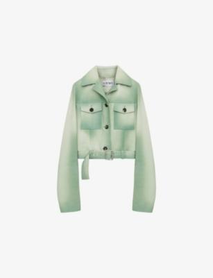 Notched-Collar Cropped Leather Jacket by LOEWE