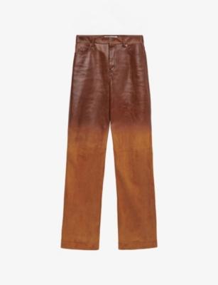 Ombre Straight-Leg Leather Trousers by LOEWE