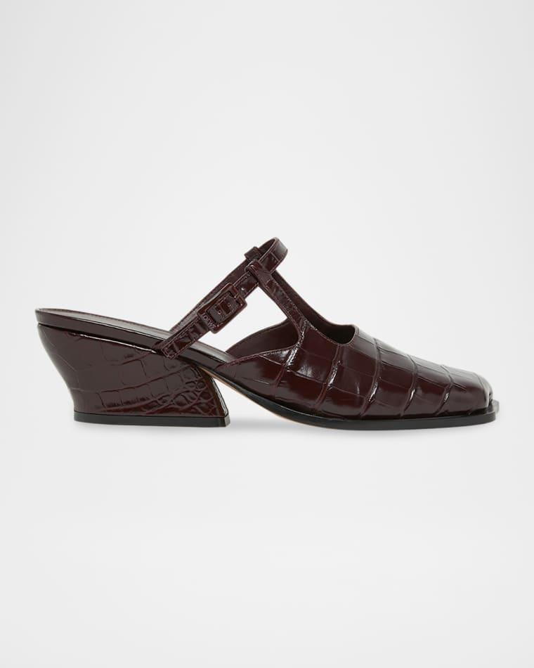 Onda Croc-Embossed Leather Mules by LOEWE