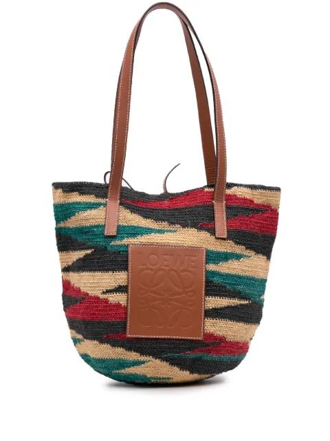 2024-2025 Paulas Ibiza Multicolor Sisal and Calfskin Shigra Basket tote bag by LOEWE PRE-OWNED