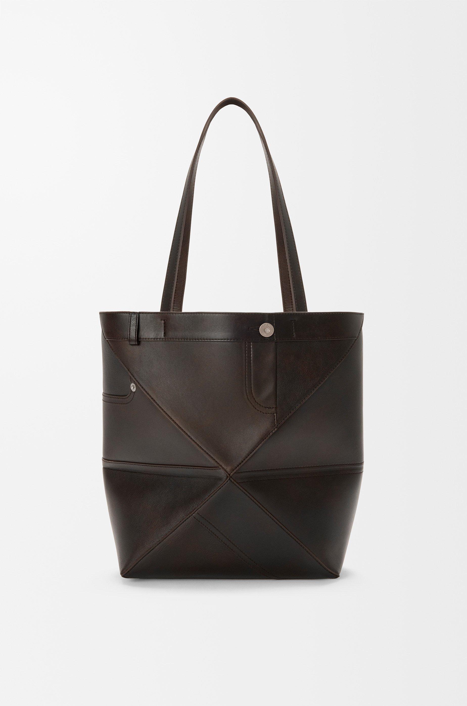Panta medium Puzzle Fold tote in shiny calfskin by LOEWE