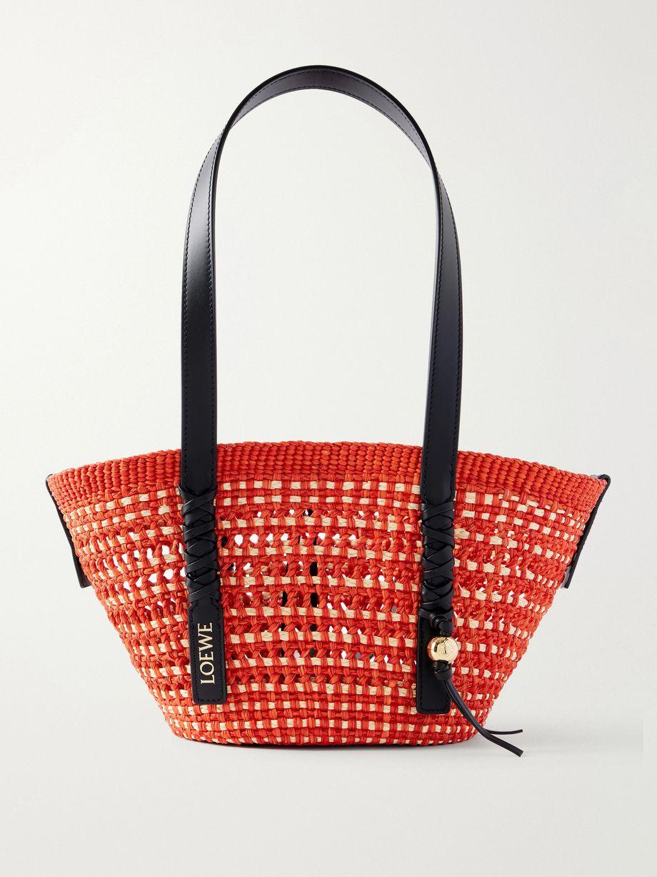 + Paula's Ibiza Braid Basket small leather-trimmed raffia shoulder bag by LOEWE