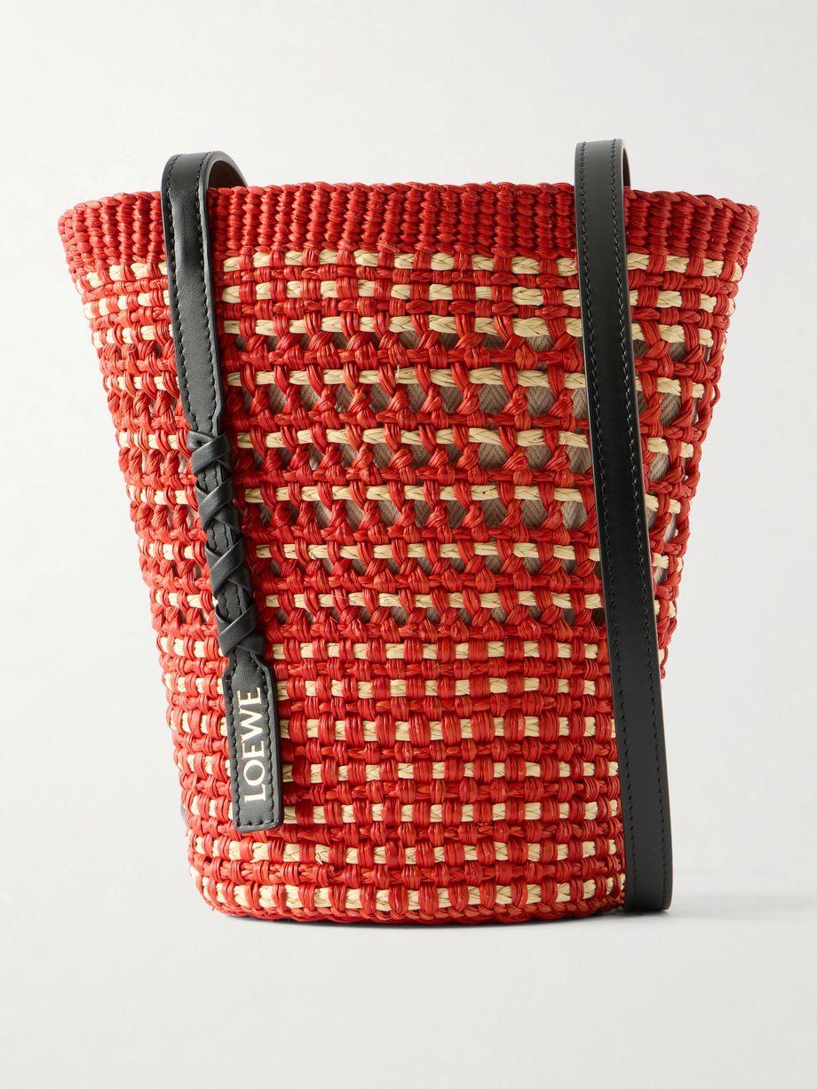 + Paula's Ibiza Braid leather-trimmed raffia shoulder bag by LOEWE