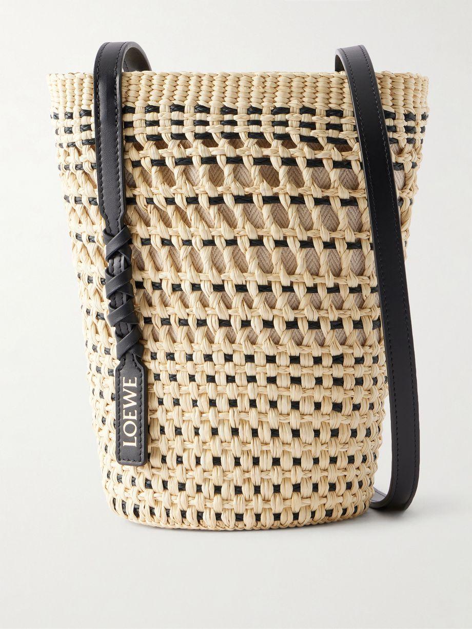 + Paula's Ibiza Braid leather-trimmed raffia shoulder bag by LOEWE