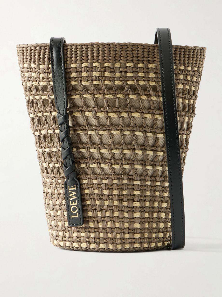 + Paula's Ibiza Braid leather-trimmed raffia shoulder bag by LOEWE