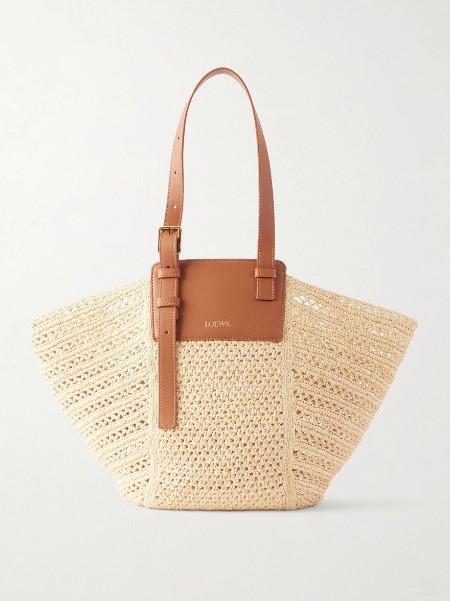 + Paula's Ibiza Hammock Cabas leather-trimmed raffia tote by LOEWE