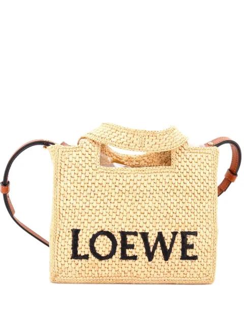 Paula's Ibiza Logo Convertible Raffia Mini tote bag by LOEWE 