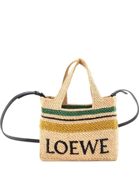 Paula's Ibiza Logo Convertible Raffia Small tote bag by LOEWE 