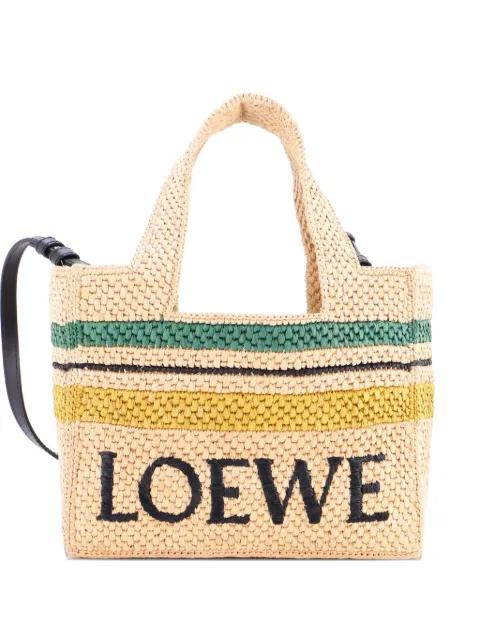 Paula's Ibiza Logo Convertible Raffia Small tote bag by LOEWE Paula's Ibiza Logo Convertible Raffia Small tote bag by LOEWE
