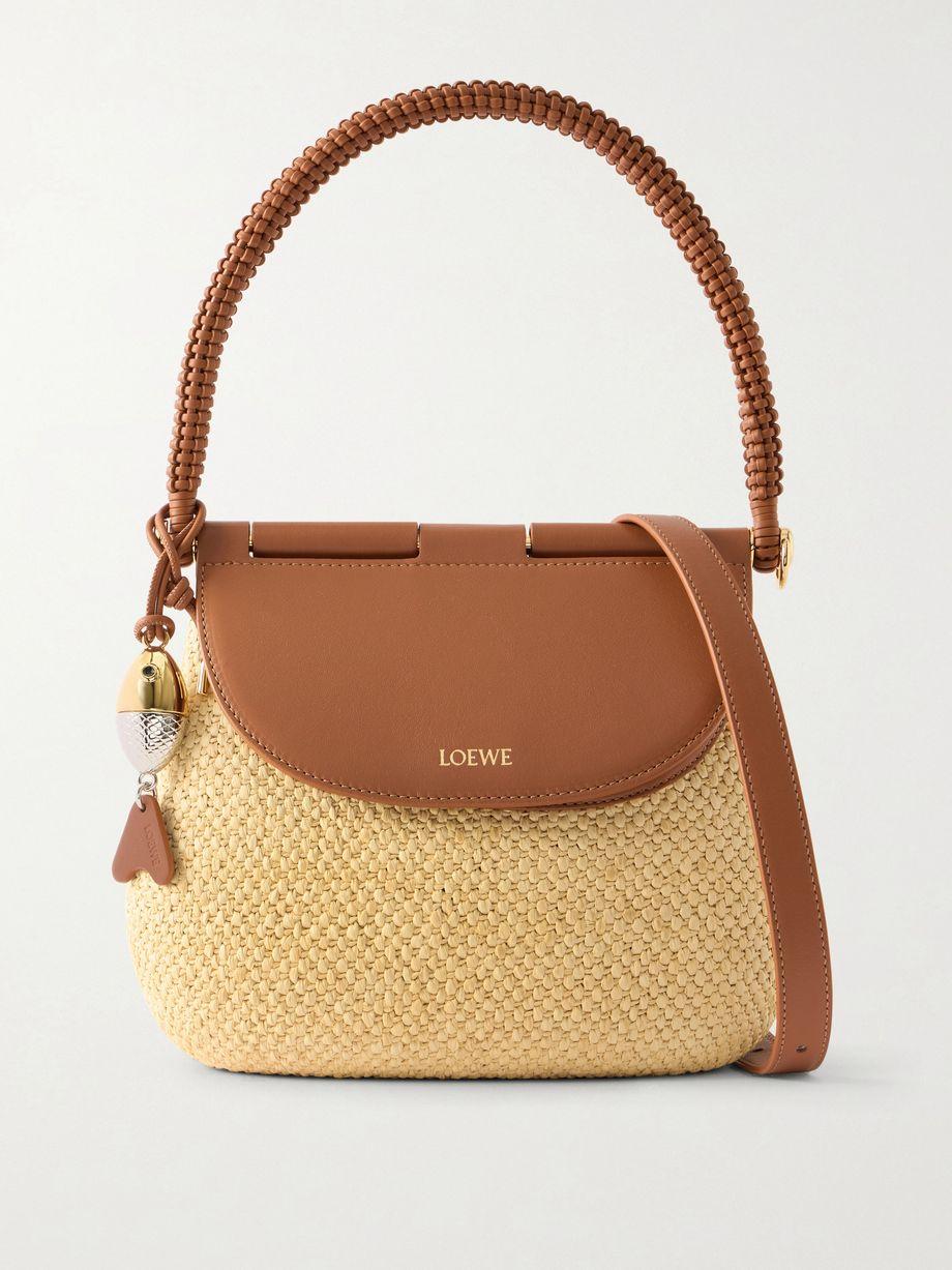 + Paula's Ibiza Pescador medium embellished leather-trimmed raffia shoulder bag by LOEWE