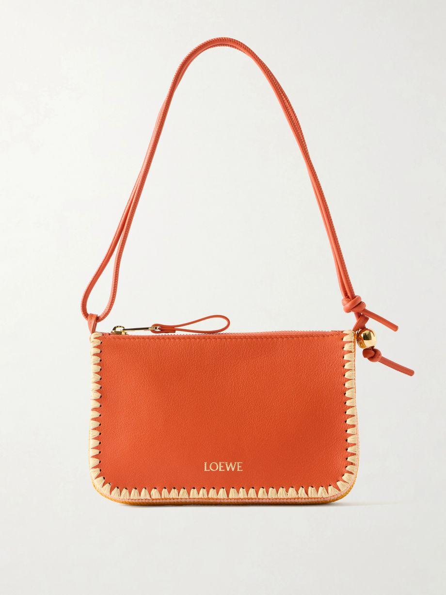 + Paula's Ibiza Rio raffia-trimmed leather shoulder bag by LOEWE