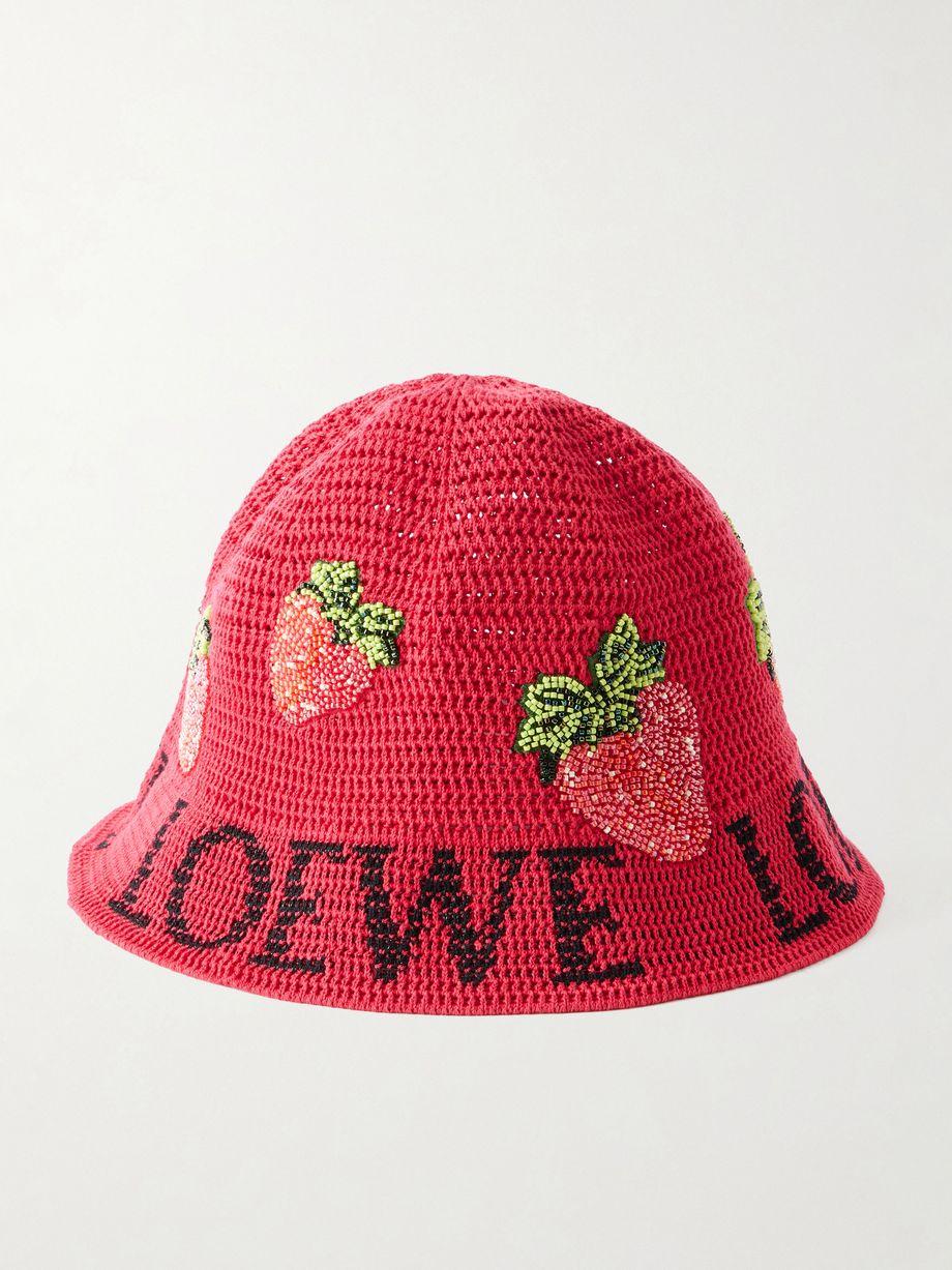 + Paula's Ibiza Strawberry embellished cotton bucket hat by LOEWE
