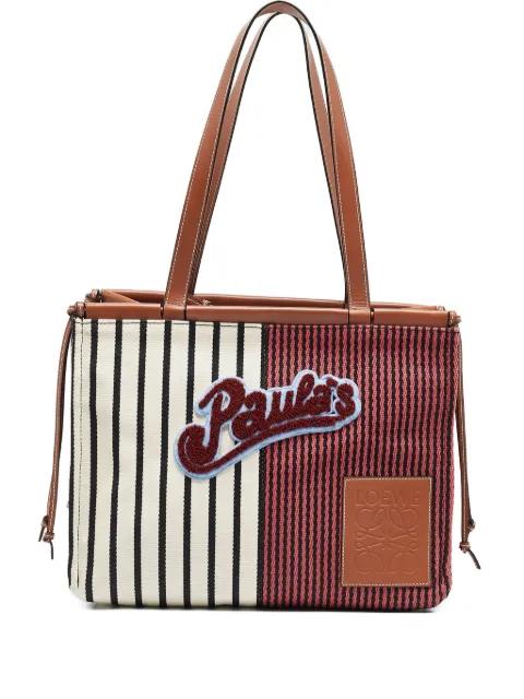 Paula's Ibiza Stripes Cushion striped patch tote bag by LOEWE 