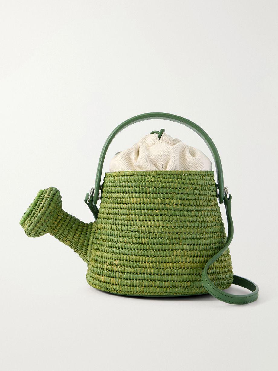 + Paula's Ibiza Watering Can leather-trimmed raffia shoulder bag by LOEWE