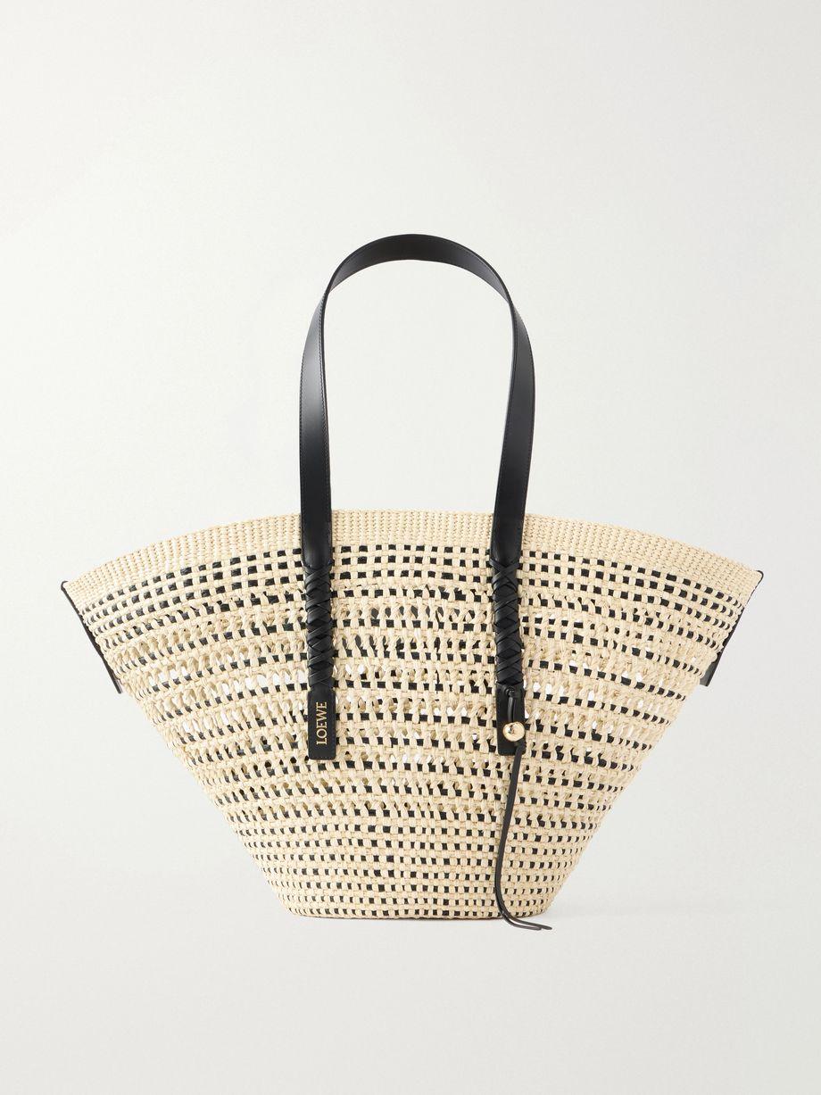 + Paula's Ibiza leather-trimmed iraca tote by LOEWE