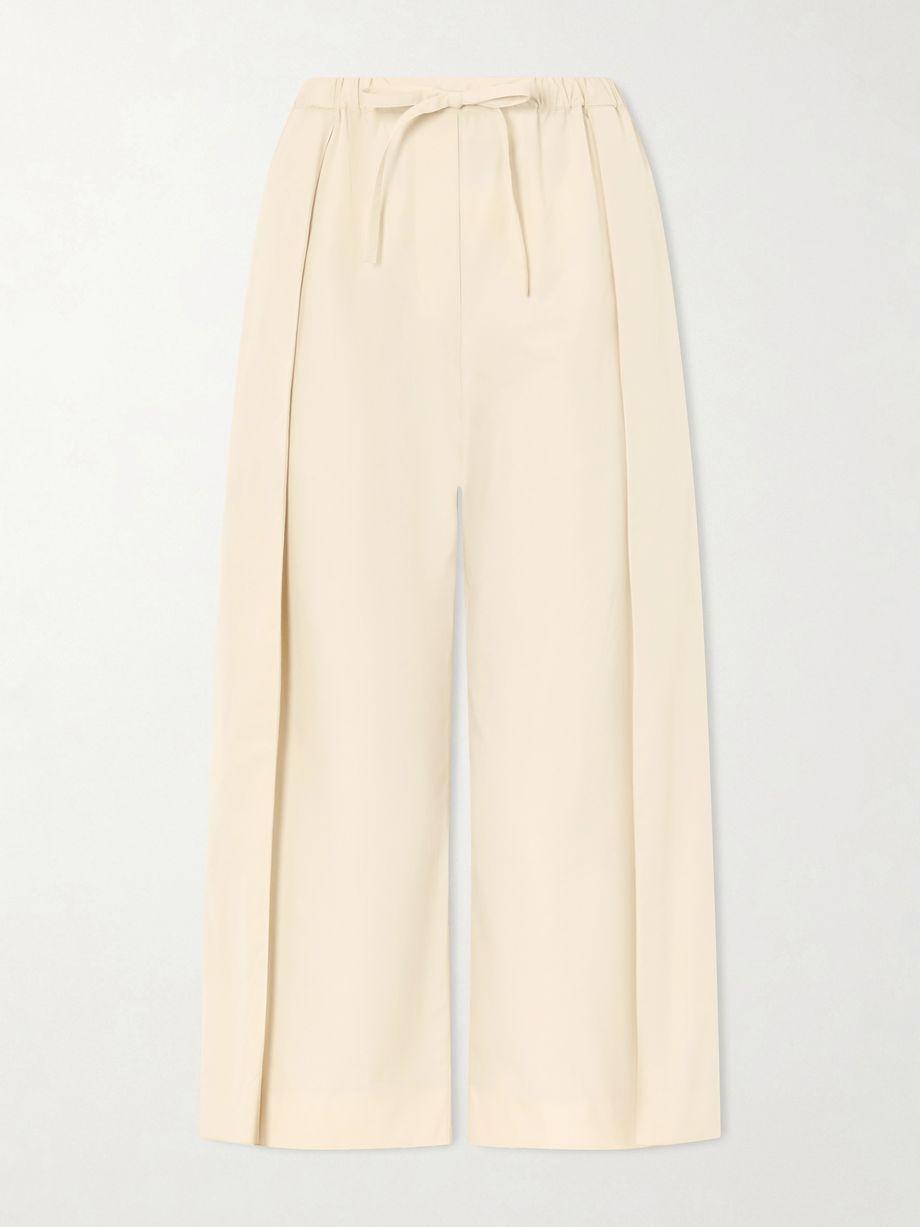 + Paula’s Ibiza pleated cropped cotton wide-leg pants by LOEWE