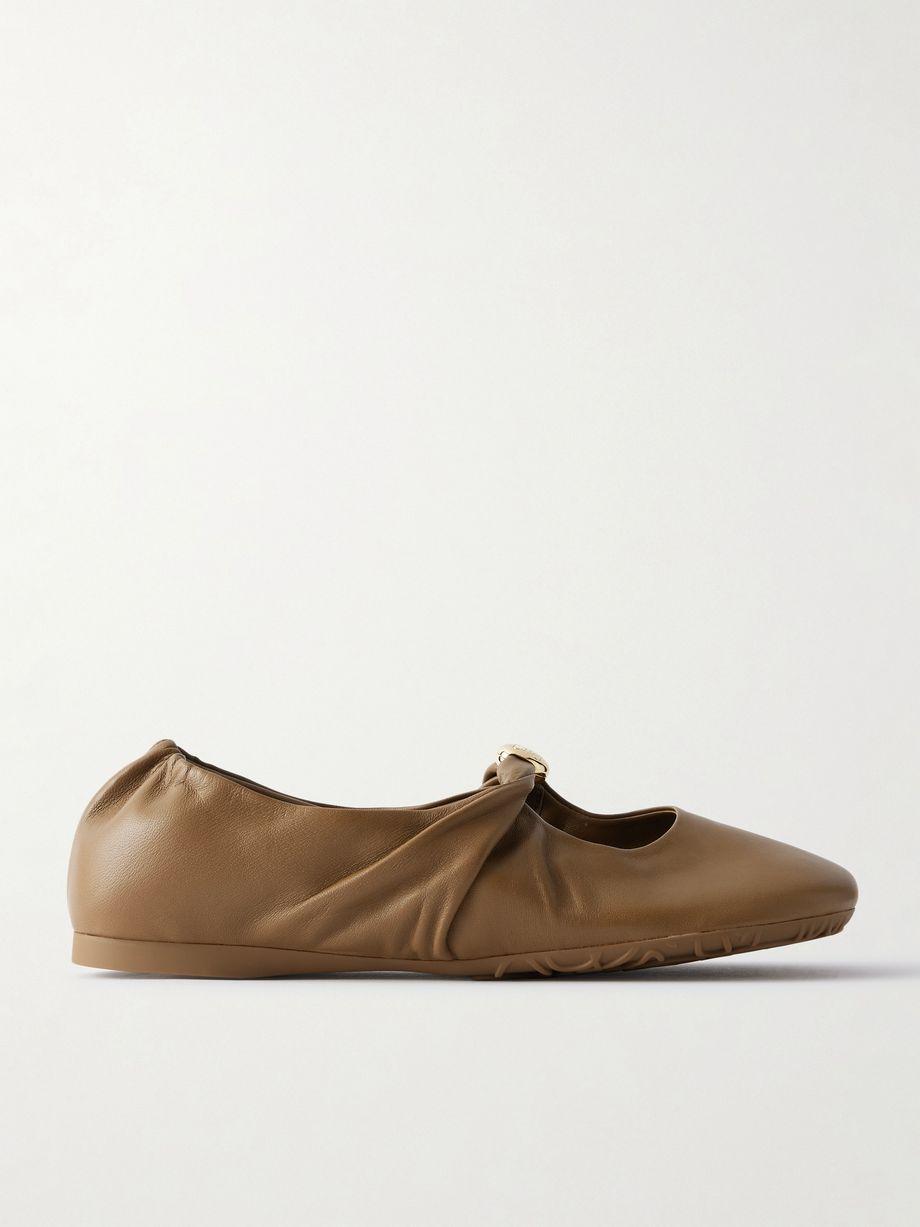 Pebble embellished leather ballet flats by LOEWE
