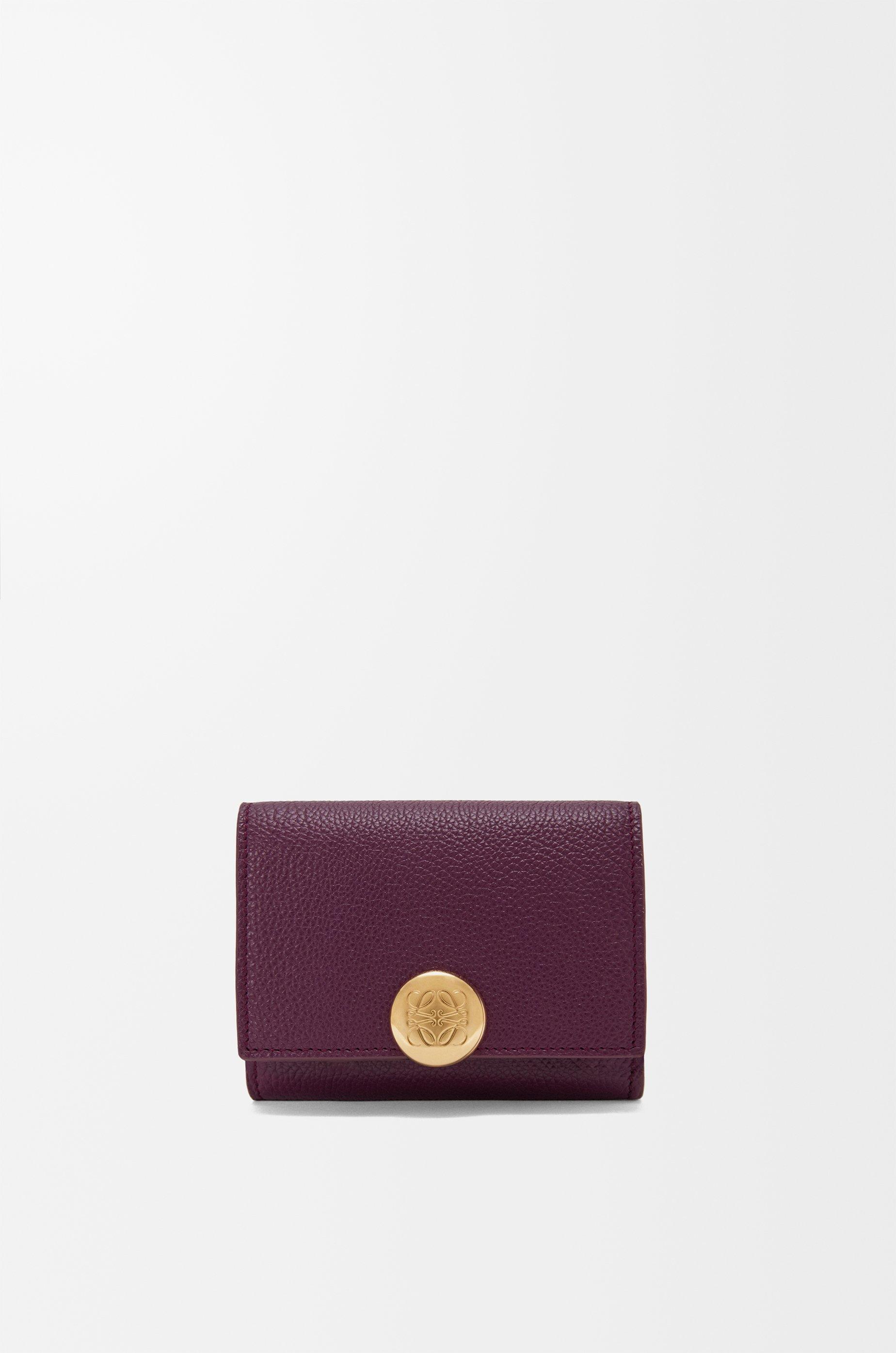 Pebble trifold wallet in pebble grained calfskin by LOEWE