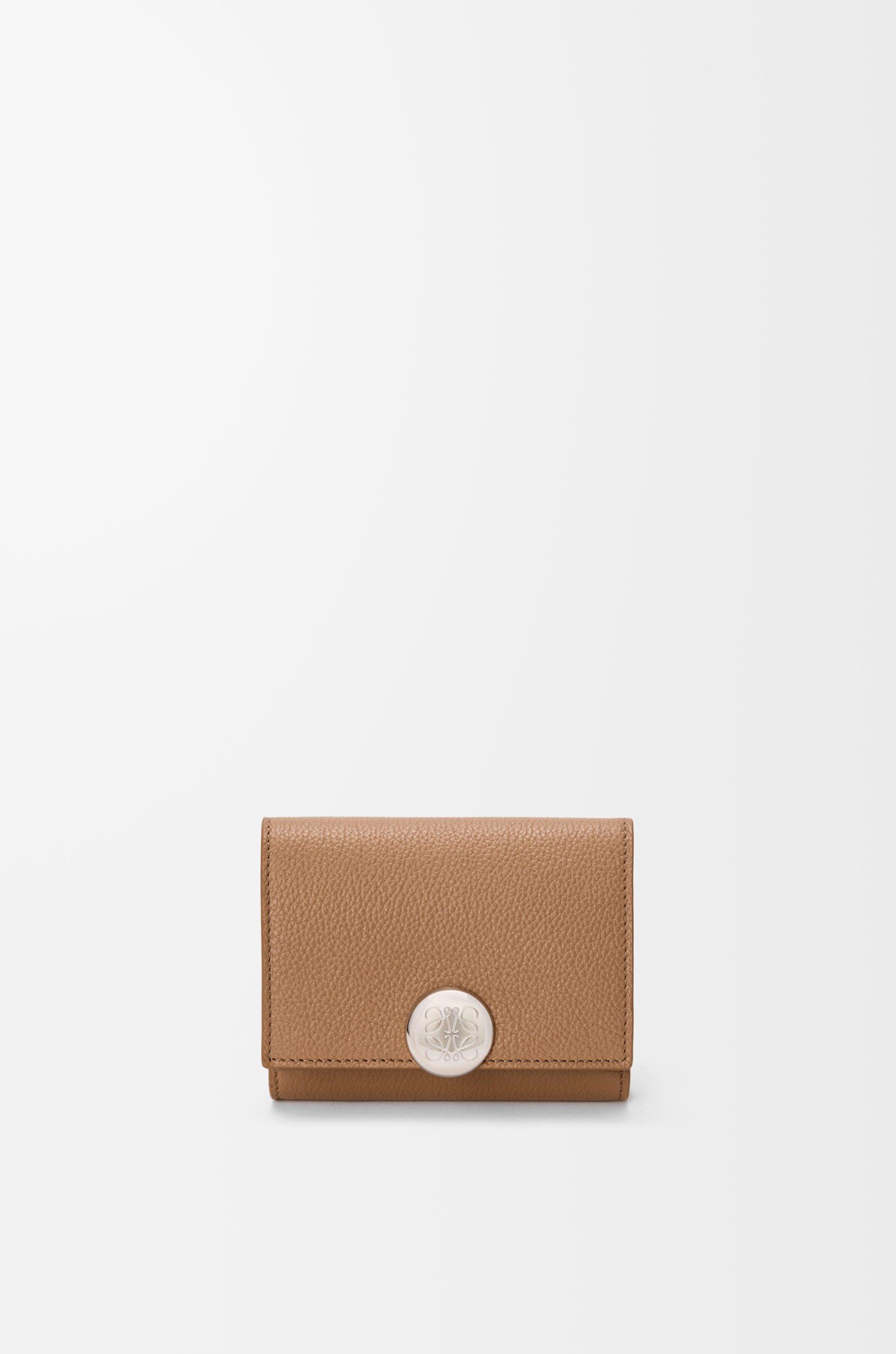 Pebble trifold wallet in pebble grained calfskin by LOEWE
