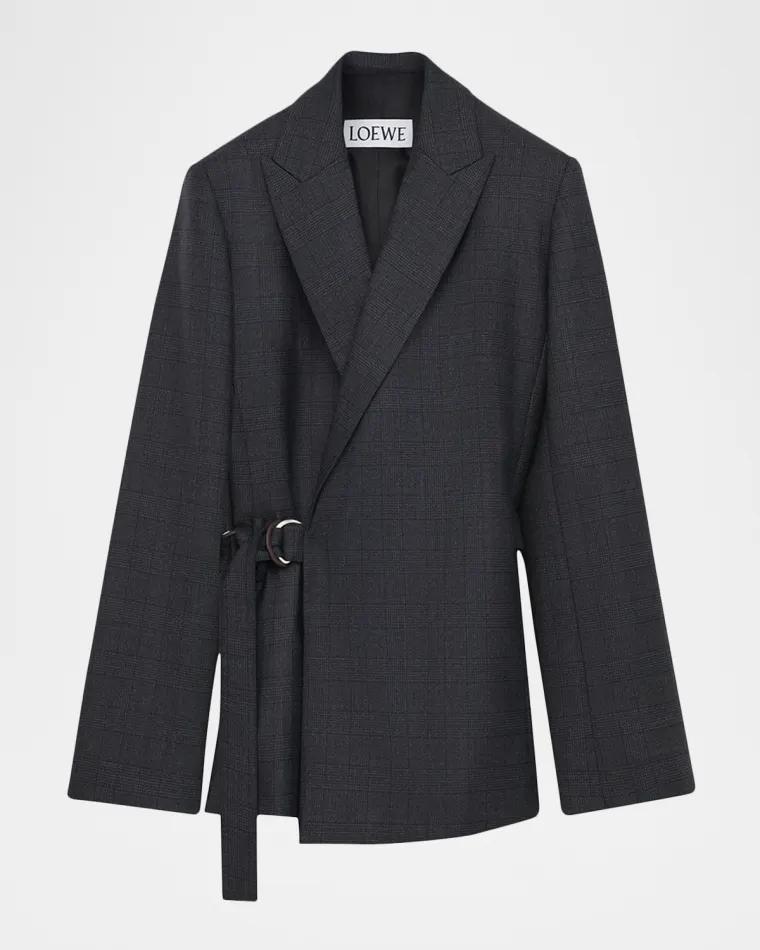 Plaid Draped Blazer by LOEWE